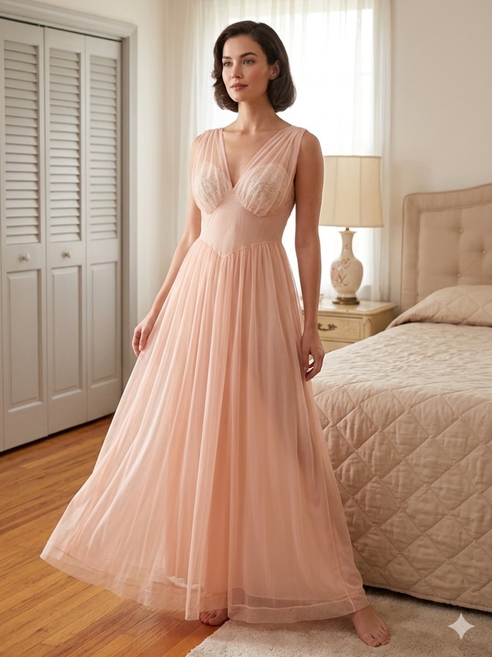 Vintage 1960’s Vanity Fair Pink Trousseau Nightgown Size 38